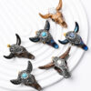 Wholesale Natural stone resin cow head pendant 47x 47mm exquisite diamond necklace pendant handmade DIY jewelry accessories