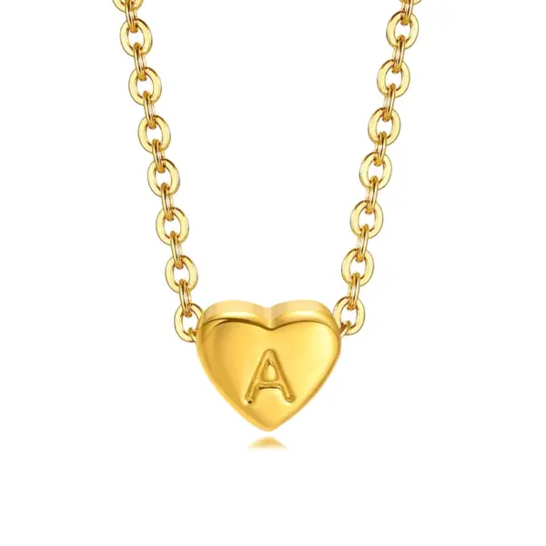 Wholesale Jewelry Fashion Letter Heart Shape 201 Stainless Steel Plating Stainless Steel Necklaces