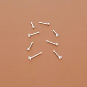 [Silver Ball Stud Earrings] 10M / S999 Material-a Pair