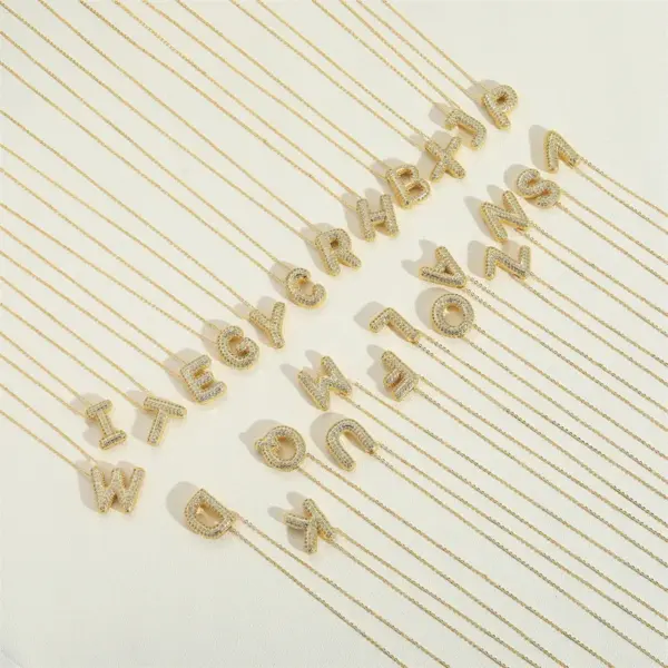 Copper 14K Gold Plated Simple Style Inlay Letter Zircon Pendant Necklace