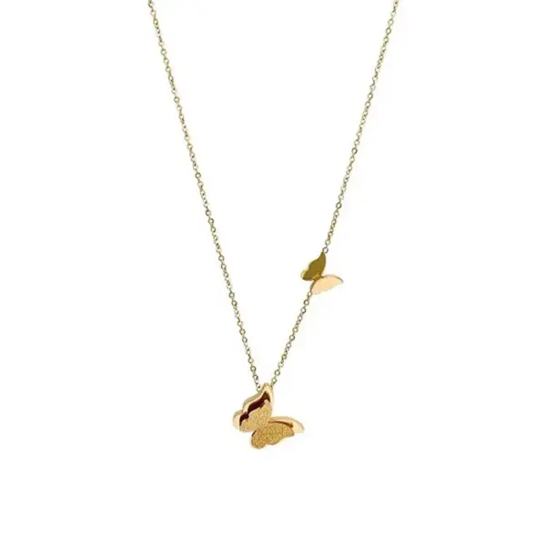 Wholesale PVD Coated Real Gold Plated 16K Gold White Gold Plated Gold Plating Butterfly 304 Stainless Steel Sweet Waterproof Non Tarnish 304 Stainless Steel Necklace