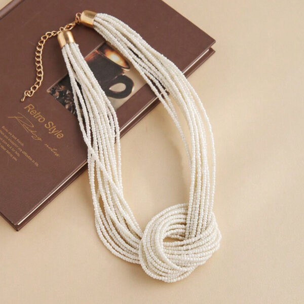Wholesale European and American Fashion Commuter Multi-layer Beaded Knot Necklace Party Matching Necklace Wool Chain Clavicle Chain Clothing