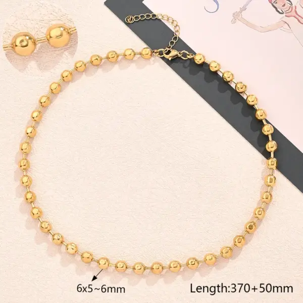 Wholesale Jewelry Modern Style Simple Style Round Oval Solid Color 304 Stainless Steel 18K Gold Plated Polishing Plating Necklace
