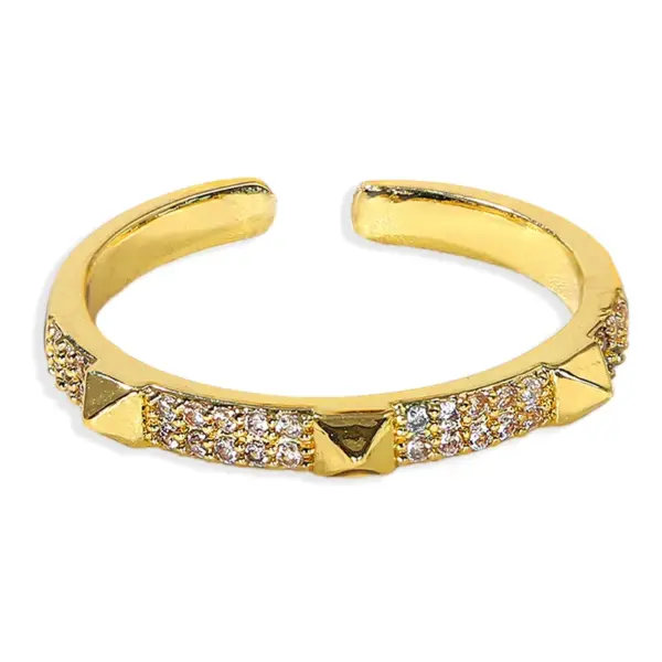 Geometric Silver Transparent Rhinestone Inlaid Series Open Copper Inlaid Zirconium Ring Wholesale Nihaojewerly