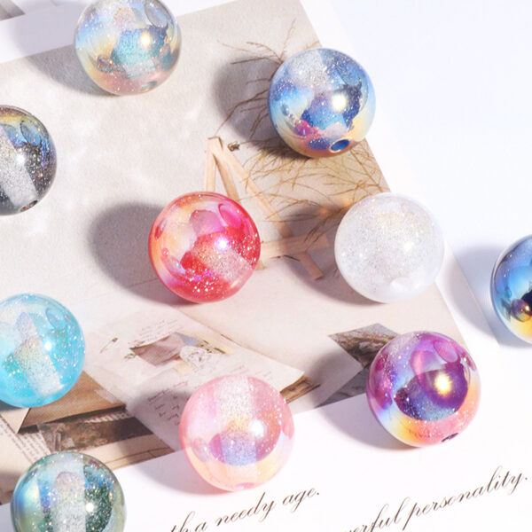 Wholesale Fine flash cat eye starry sky star drill ball straight hole beads DIY mobile phone chain key chain bag chain accessories