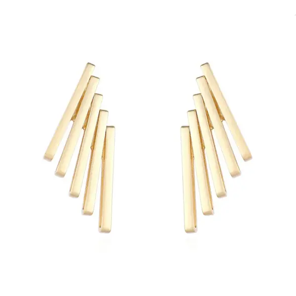 Fashion Waves Plating 304 Stainless Steel No Inlaid 18K Gold Plated Earrings Ear Studs