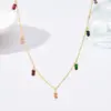 Wholesale Jewelry Simple Style Rectangle 304 Stainless Steel Zircon 14K Gold Plated Inlay Stainless Steel Necklaces