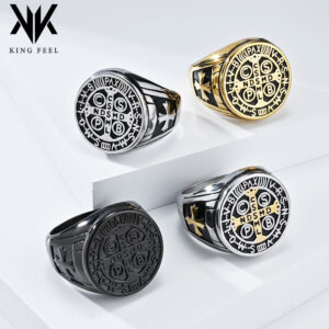 Wholesale Cross-Border European and American Retro Style Demolition Stainless Steel Cross Ring Niche Personality Punk Men's Hand Jewelry