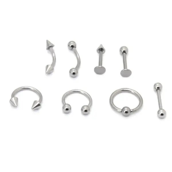 Stainless Steel Nose Ring Ear Studs Body Piercing Jewelry Simple Style Fashionable Unisex Geometric Design