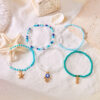 Wholesale Cross Border Bohemian Style Pineapple Starfish Palm Beaded Shell Bracelet Vacation Style Devil's Eye Bracelet suit