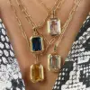Wholesale Jewelry IG Style Square 304 Stainless Steel Zircon Plating Inlay Stainless Steel Necklaces