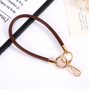 K4209 Pu leather rope pendant spring ring + plate buckle coffee / Leather rope pendant