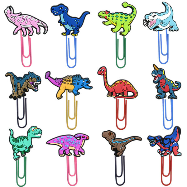 Wholesale Random 50pcs Colorful Paperclip Dinosaur Series File Bookmarks