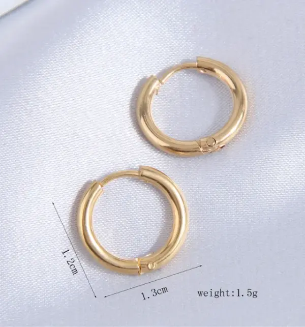 304 Stainless Steel Stainless Steel Round Electroplated Golden Plated Simple Style Gold Hoop Earrings