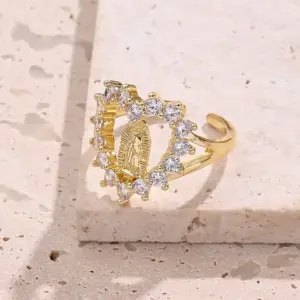 Hollow Virgin Heart-Shaped Zircon Ring (Gold) / 1 Pc/Package