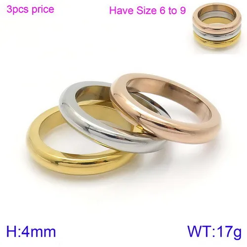 Wholesale PVD Coated 18K Gold Plated Round 304 Stainless Steel Basic Simple Style Classic Style Waterproof Non Tarnish Rings