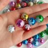 Wholesale Christmas-print metallic beaded beads