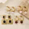 Wholesale Elegant Polished Plated C-Shape Pearl Resin Water Diamond Round Rectangle Acrylic Earrings Women Casual Holiday Style Jewelry