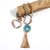 Ethnic Style Water Droplets Semi-Precious Stone, Glass, Crystal Cluster Beaded Tassel Plating Unisex Pendant Necklace