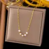 PVD Coated Real Gold Plated 18K Gold Round Flower 304 Stainless Steel Simple Style Waterproof Non Tarnish 304 Stainless Steel Necklace
