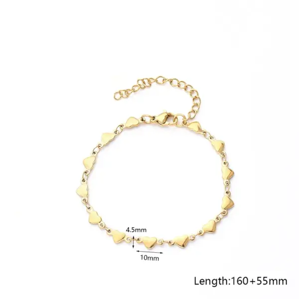 Wholesale Casual Cute Heart Shape 304 Stainless Steel Gold Plated Bracelets In Bulk