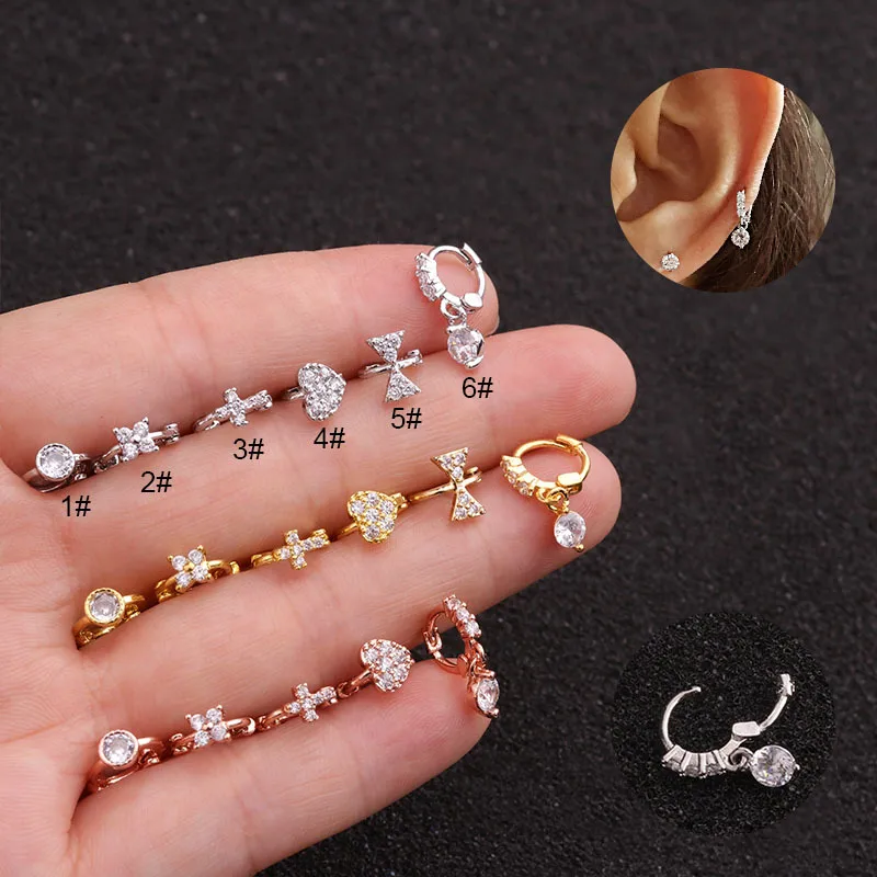 Wholesale Ear Cartilage Rings & Studs Flower Copper Zircon