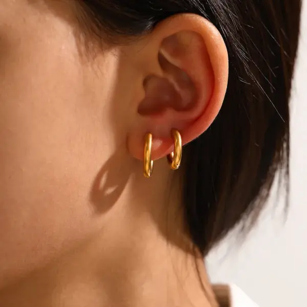 1 Pair Simple Style Solid Color Plating 304 Stainless Steel Stainless Steel Earrings