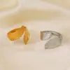 Wholesale PVD Coated 18K Gold Plated Wings 304 Stainless Steel Simple Style Classic Style Waterproof Non Tarnish Open Rings