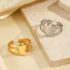 Wholesale Ion Plating (IP) 18K Gold Plated Heart Shape 304 Stainless Steel IG Style Cute Simple Style Waterproof Non Tarnish Open Rings