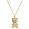 Wholesale Golden Plated 304 Stainless Steel Electroplating Zircon Animal Cute Pendant Necklace For Women's