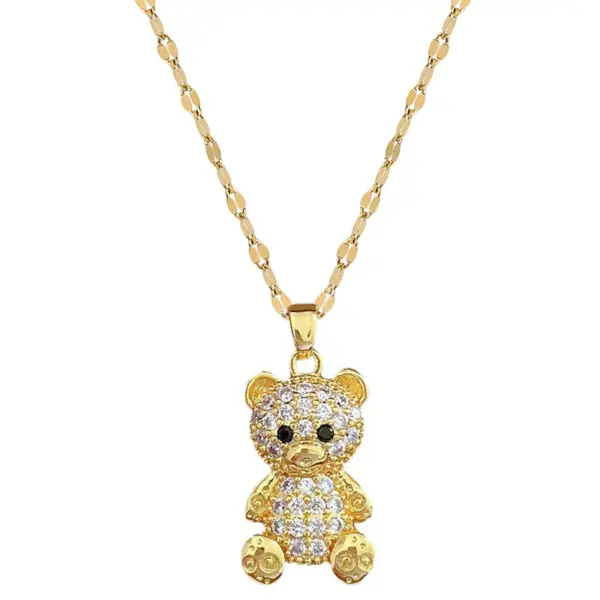 Wholesale Golden Plated 304 Stainless Steel Electroplating Zircon Animal Cute Pendant Necklace For Women's