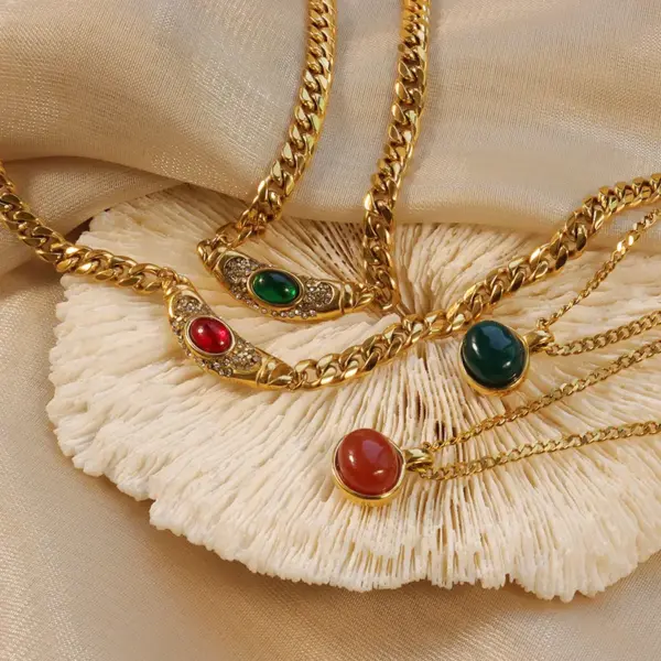 Wholesale Jewelry Elegant Retro Geometric 304 Stainless Steel Plating Pendant Necklace