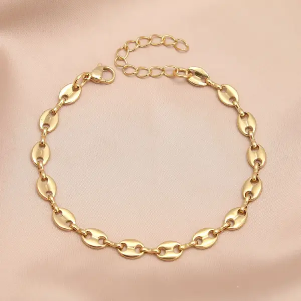 Wholesale Simple Style Geometric 304 Stainless Steel 18K Gold Plated Bracelets In Bulk