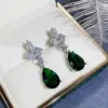 Wholesale Fashion Clover Flower Aaa Zircon Copper Earrings Exquisite Bridal Earrings