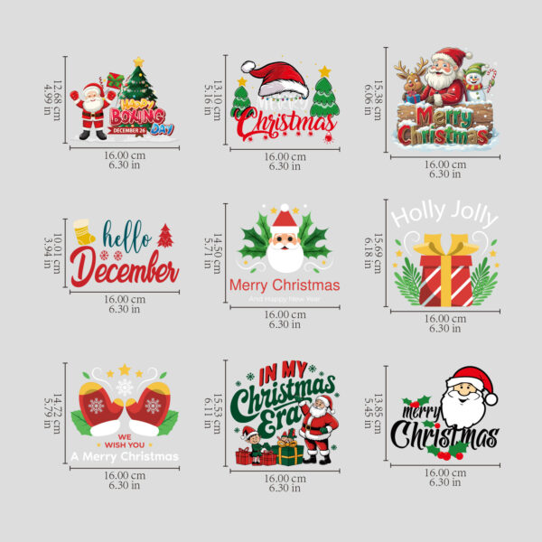 Wholesale Christmas stickers, white ink heat transfer printing, cartoon print stickers for clothing.