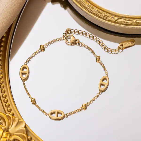 Simple Style Geometric Titanium Steel Ball Chain Cable Chain Bracelets In Bulk