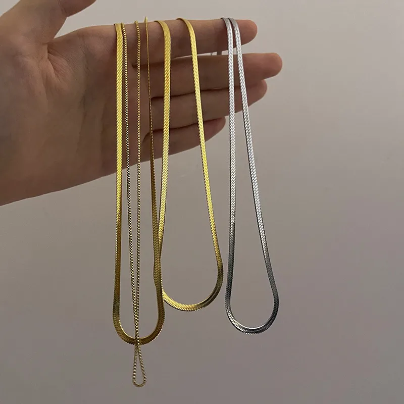 Wholesale Simple Style Geometric Solid Color Titanium Steel Necklace 1 Piece