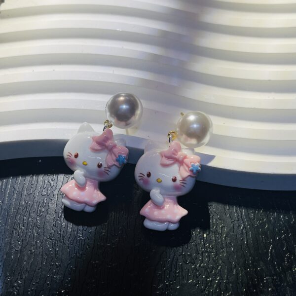 Wholesale cartoon cat pearl 925 silver pin earrings sweet cute earrings