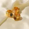 Wholesale Jewelry Retro Geometric 304 Stainless Steel PVD Coated Irregular Open Ring