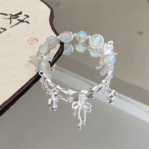 Blue and red moon bead half bracelet bow bracelet