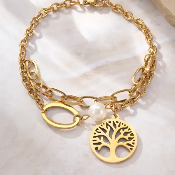 Wholesale Modern Style Classic Style Life Tree 304 Stainless Steel Stainless Steel Bracelets In Bulk