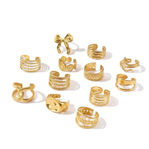 Wholesale Jewelry Retro Devil's Eye Star Heart Shape 304 Stainless Steel Open Rings