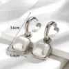 PVD Coated Geometric Round Pearl 304 Stainless Steel French Style Simple Style Korean Style Waterproof Non Tarnish Earrings
