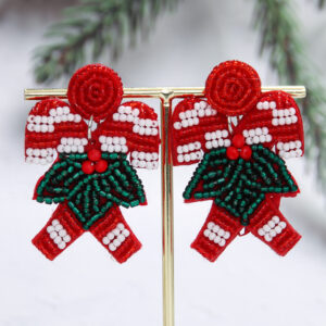 Rice beads Christmas crutches earrings earrings