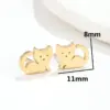 PVD Coated Real Gold Plated Cat Stainless Steel Cute Waterproof Non Tarnish Ear Studs