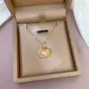 Wholesale Jewelry Simple Style Shell Copper Artificial Pearls Zircon 18K Gold Plated Gold Plated Pendant Necklace