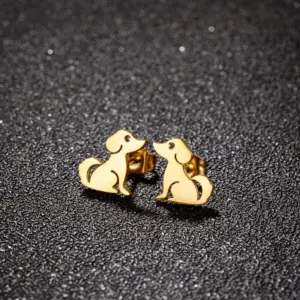 Wholesale PVD Coated 18K Gold Real Gold Plated Animal 304 Stainless Steel Cute Sweet Korean Style Waterproof Non Tarnish Ear Studs