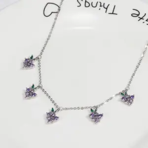 White Gold Color Grape Necklace