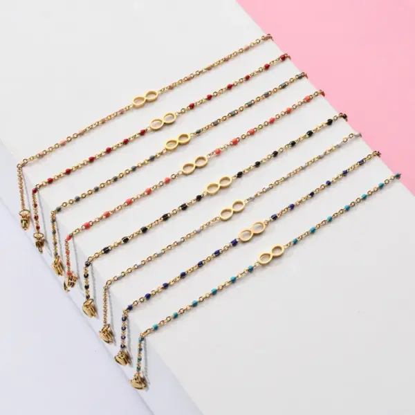 Simple Style Commute Infinity Stainless Steel Enamel Plating Bracelets