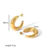 Wholesale 304 Stainless Steel C Shape PVD Coated Real Gold Plated 18K Gold Simple Style Waterproof Non Tarnish Ear Studs
